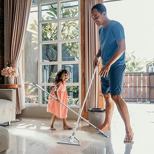 Miniatura 7 de Escoba mágica multifunción, escoba rascador de silicona con mango largo ajustable, secado rápido, removedor de agua y polvo, escoba raspadora de