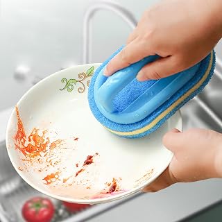 Cleaning Brush, Thick Scrubber for Non-Stick Cookware, Kitchen Pot and Pan Cleaner with Ergonomic Grip