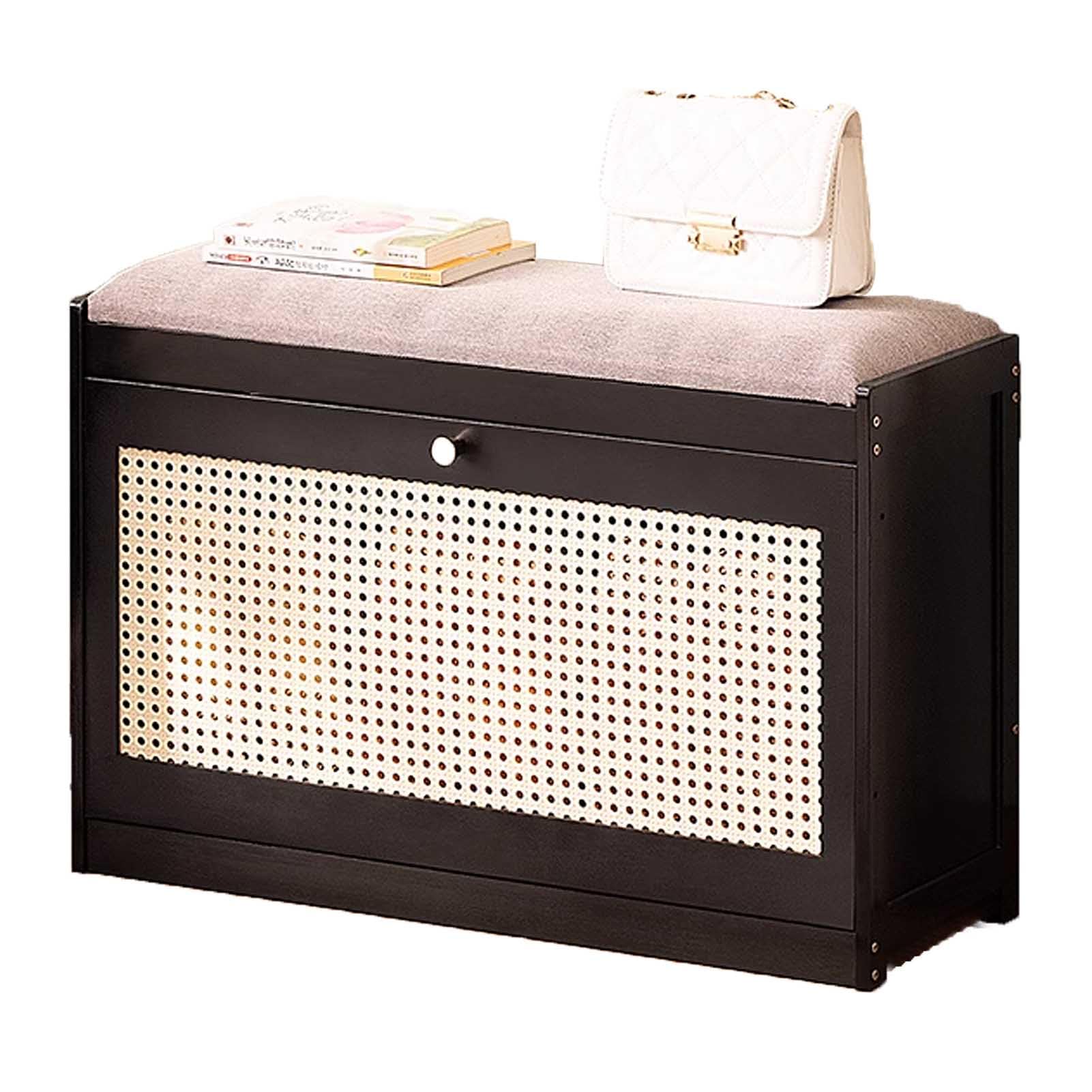 Meuble à chaussures étroit 50 cm avec assise rembourrée et armoire de rangement entrée