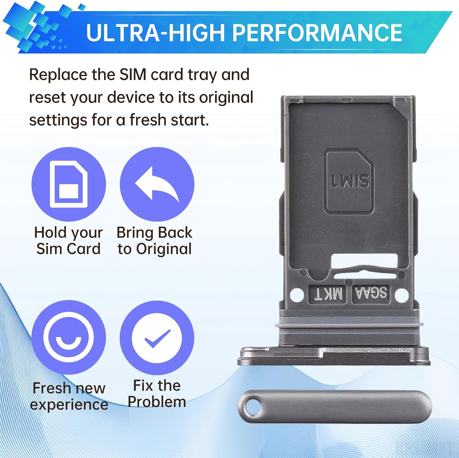 Sim Card Tray Replacement for Samsung Galaxy S23 FE Graphite | Card Tray Slot Holder Bracket Adapter Single SIM Version with Needle Ejector for S23 FE SM-S711U1 SM-S711U