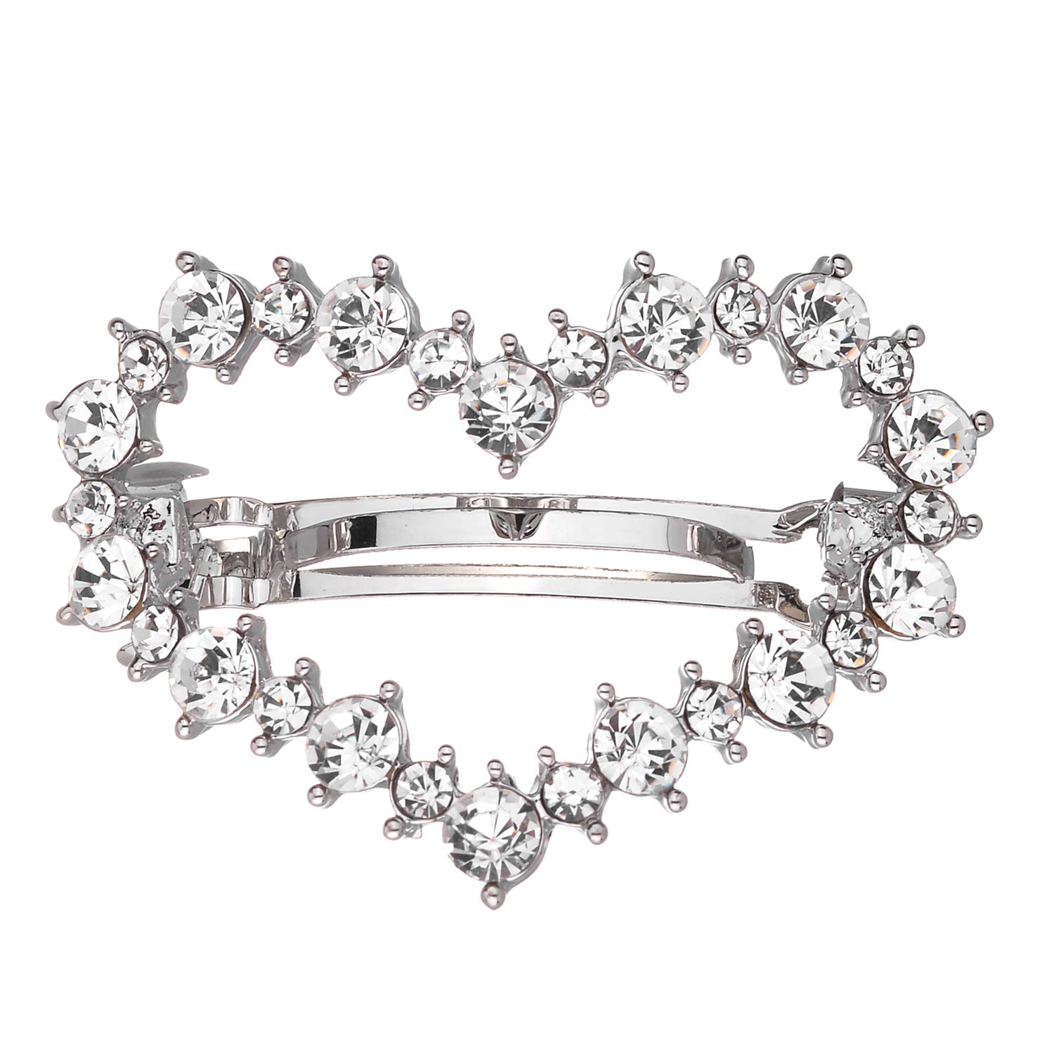 Beautiful silvertone rhinestones heart barrette Vintage Barrette, Silver Metal Finish, Heart Barrettes  main image 4