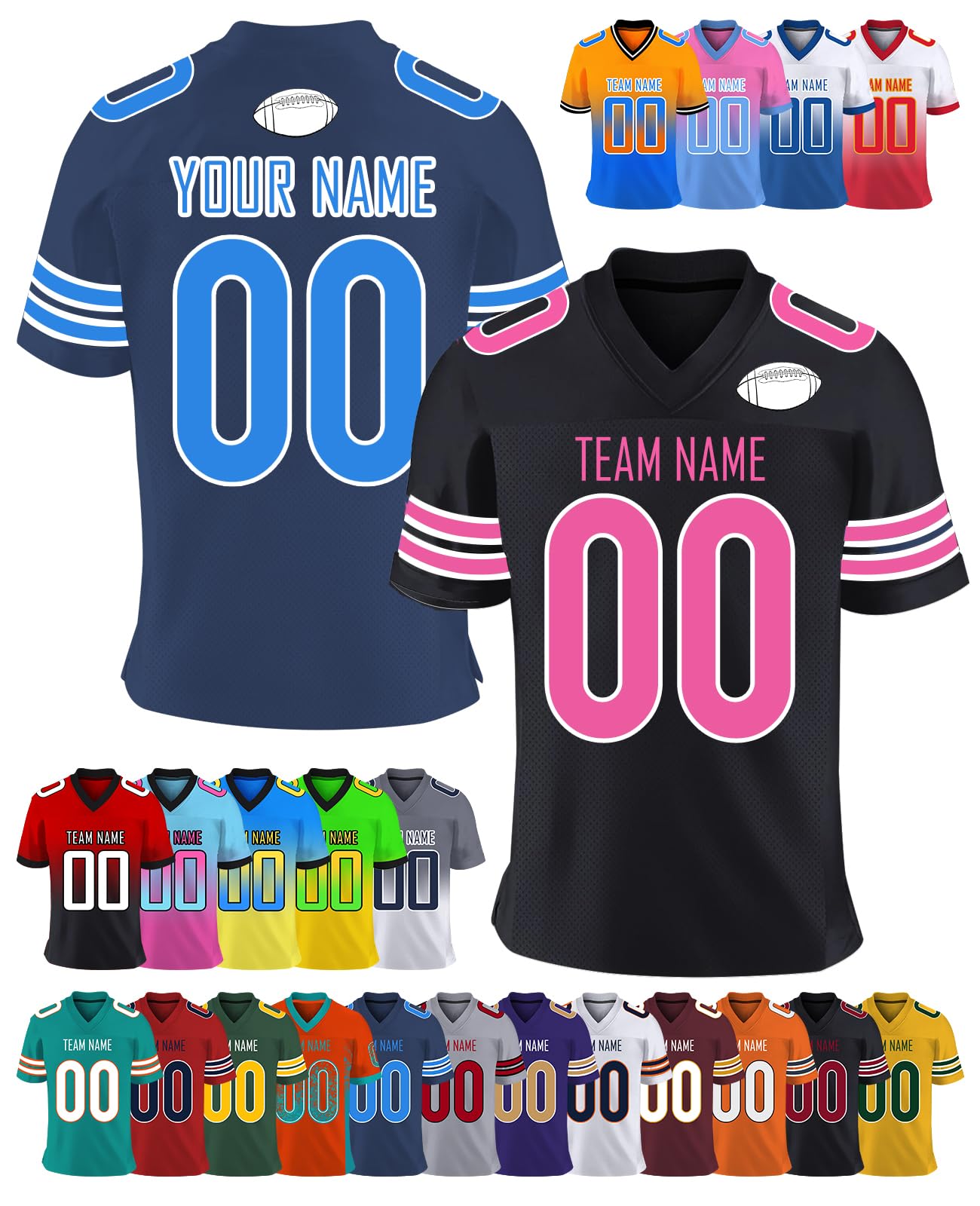 Custom Football Jersey Personalized Name Number Football Shirt Customized Practice Sports Uniform for Men Women Youth