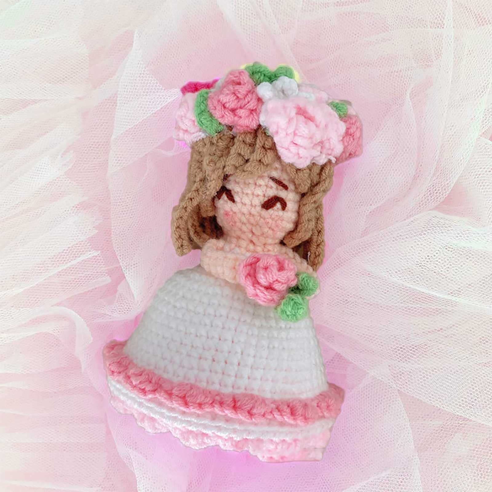 お姫様　プリンセスぬいぐるみ　人形 カギ針編み　可愛いピンクショルダーバッグ 60e73b2b3cce51a8d766a37e2a601f