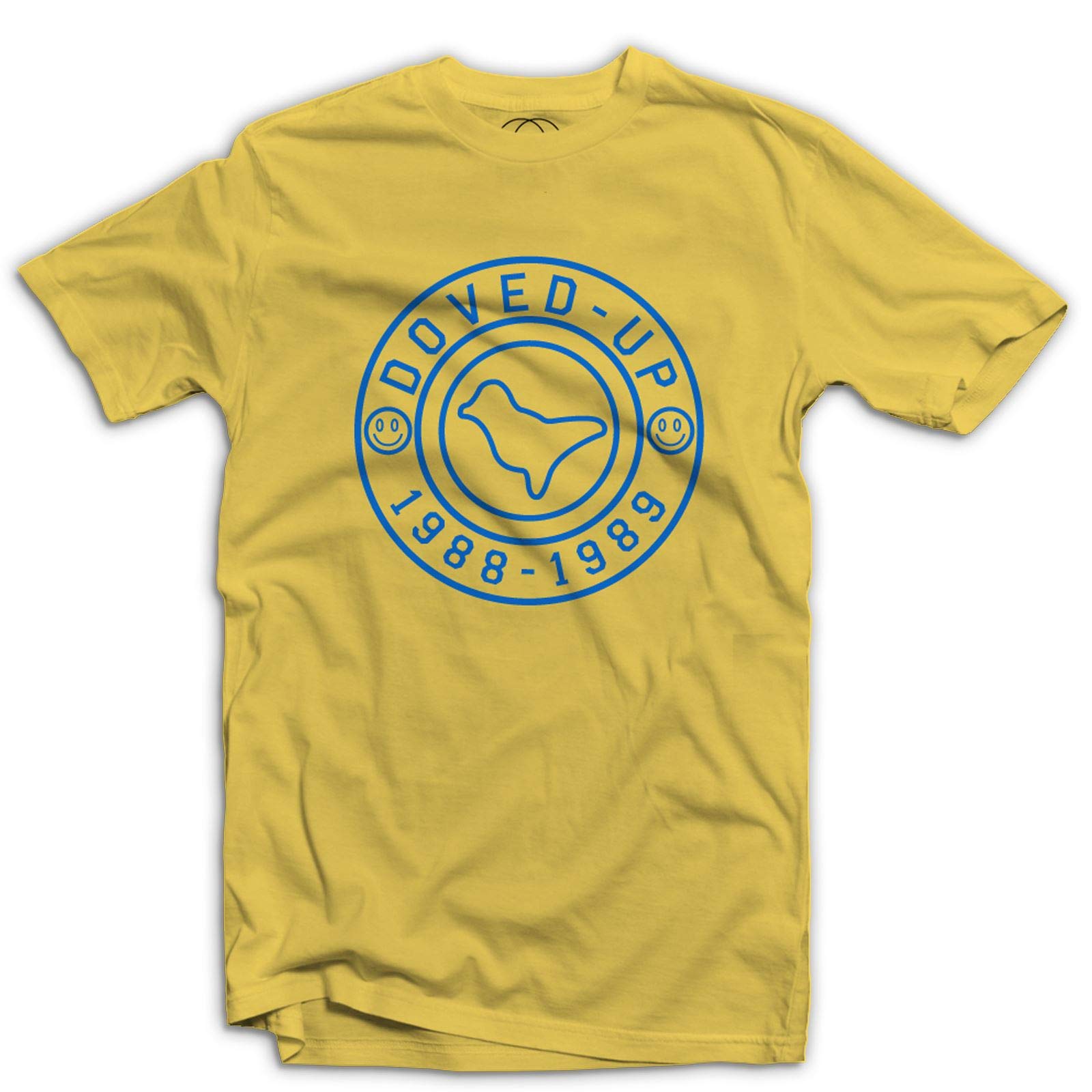 Double Good Garments Men's Yellow Doved Up Edm Acid House Music Techno Rave Ecstasy T-Shirt (Xxl, )