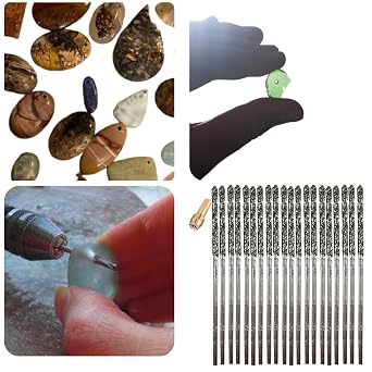 Drilax 1mm Diamond Drill Bit Set (20-Pcs) with Collet | Compatible with Dremel Rotary Tools | for Jewelry Making, Glass, Stone, Seashells & Gemstones