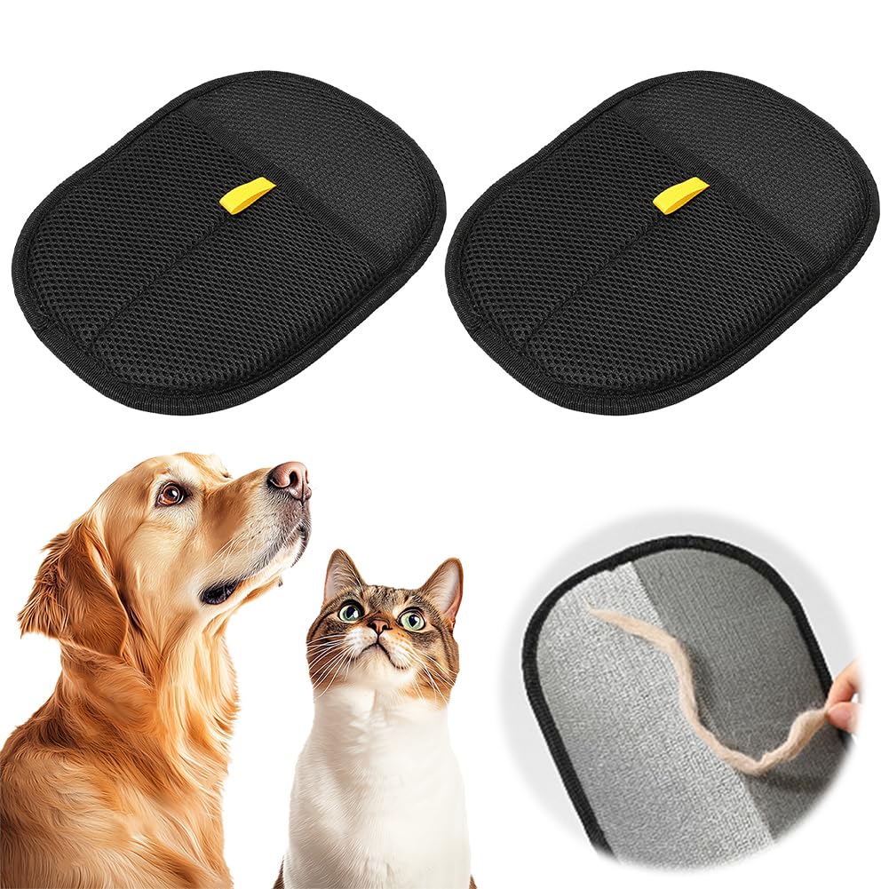 Electrostatic Pet Hair Remover Gloves, Pet Hair Remover, Upgrade Efficient Pet Hands on for Dogs, Cats & Horses, Cat Grooming Gloves - 2 PCS