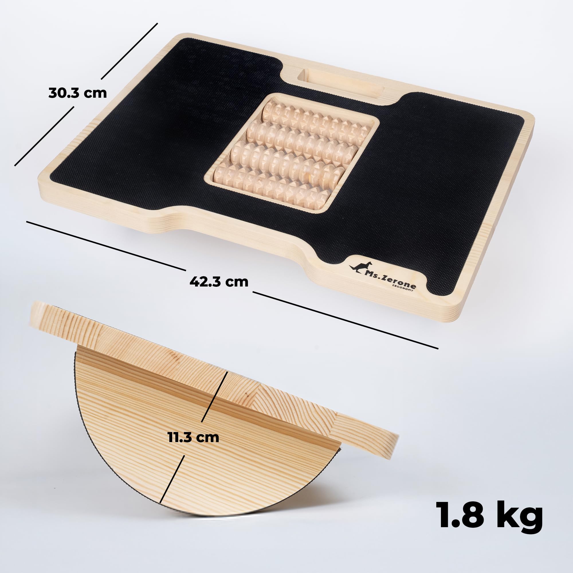 Ergonomische Fußstütze für den Schreibtisch, mit sanfter Schaukel, Massagefläche, reflexologisches Kiefernholz, massiv, faltbar und tragbar, elegantes Design, ideal für Zuhause und Büro