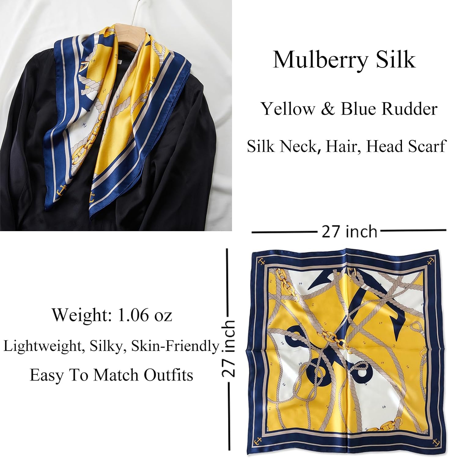 100% Mulberry Silk Square Scarf 27''x27'' Neck Scarf Hair Scarf Headscarf Bandanas for Women