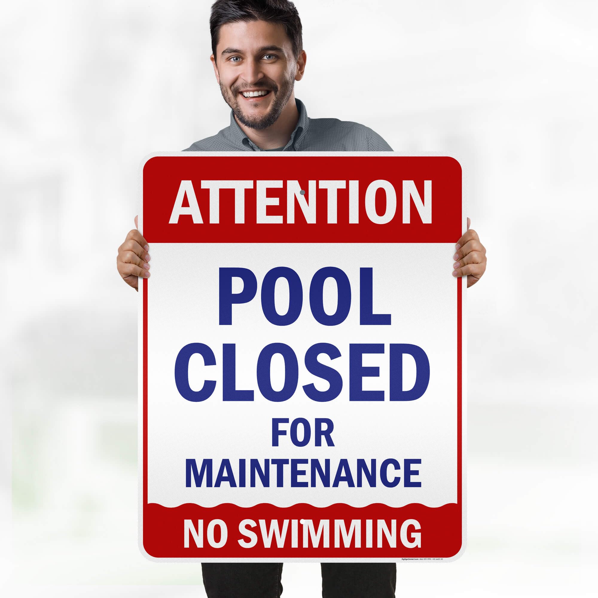 Pool Closed for Maintenance, No Swimming Sign, Pool Sign, 24x30 Inches, 3M EGP Reflective, Rust Free .080 Aluminum, Fade Resistant, Made in USA by My Sign Center
