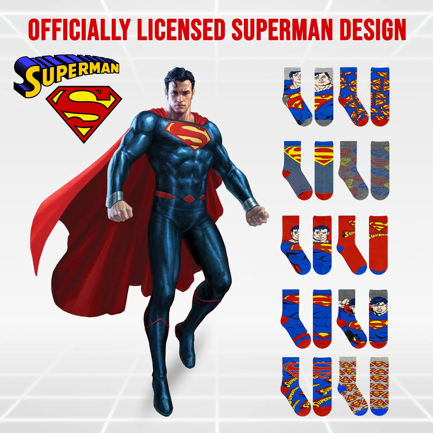 DC Comics Jungen Socken – 10er-Pack Kleinkindsocken mit Batman, Superman, Wonder Woman und Flash