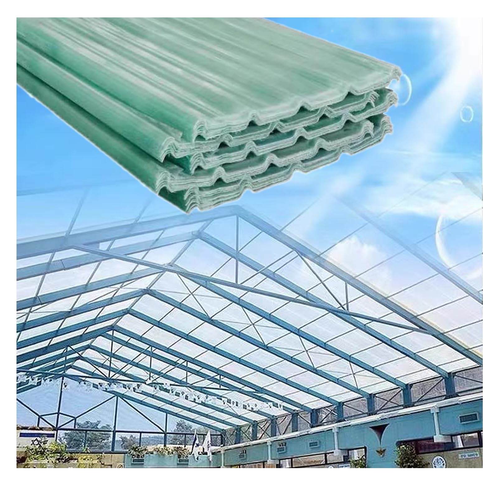 QWEASDF Placa Ondulada,Planchas Transparentes Tejados,Paneles for Tejado a Prueba de Lluvia,Chapa Tejado de Aislamiento,Lámina Techo,para Invernadero Cochera(5pcs,0.9 * 1.0m/35 * 39in)