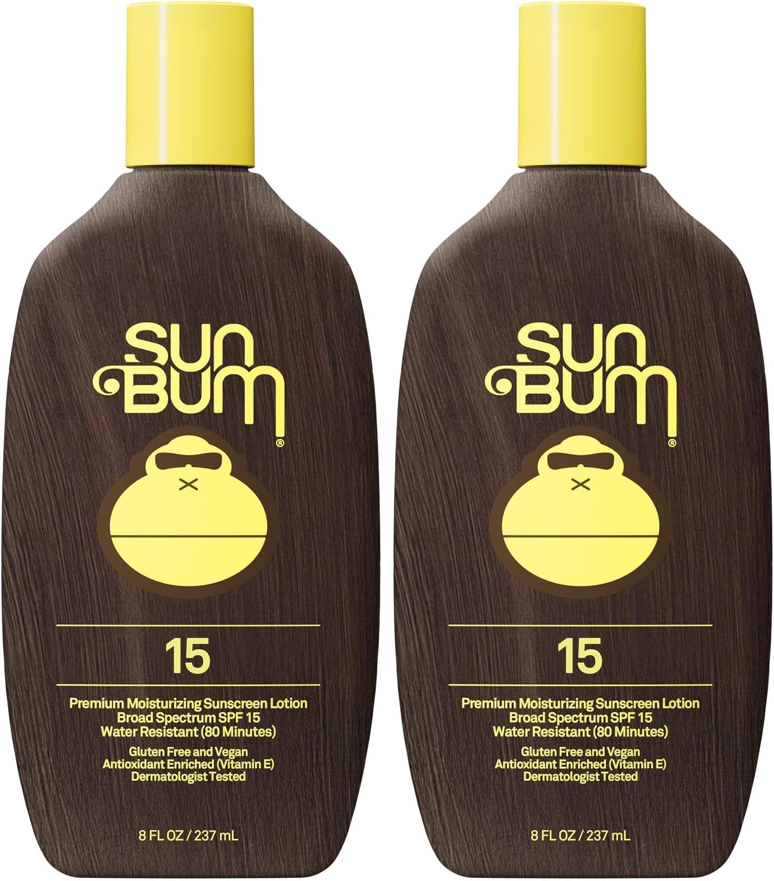 Sun Bum Sunscreen Lotion, SPF 15, Broad Spectrum | Vegan Formula | Hawaii Compliant | With Vitamin E | 8 oz Pack of 2