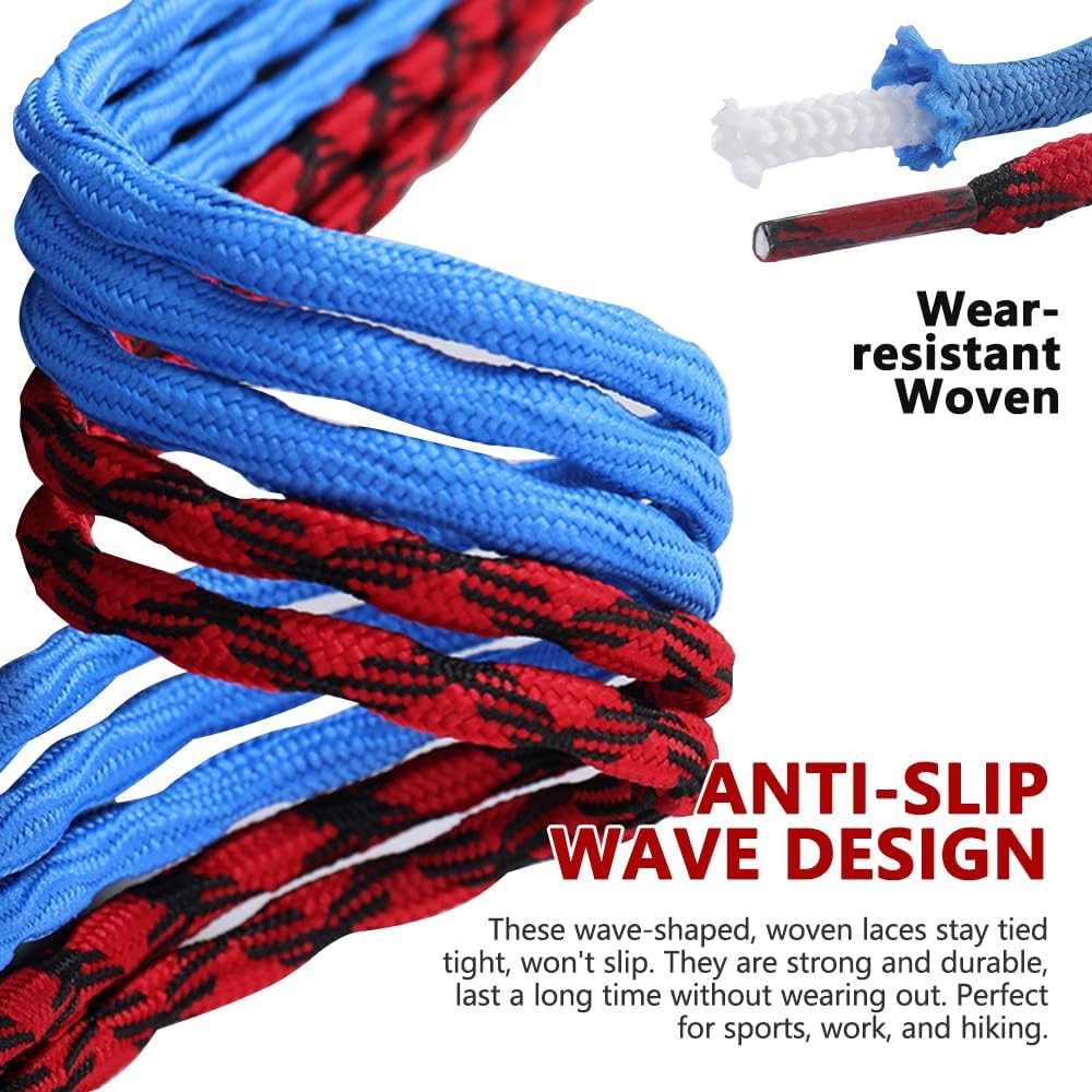 2 Pair Round Boot Laces Wave Shape Shoelaces Hiking Heavy Duty Outdoor Climbing Sneakers Shoes Laces