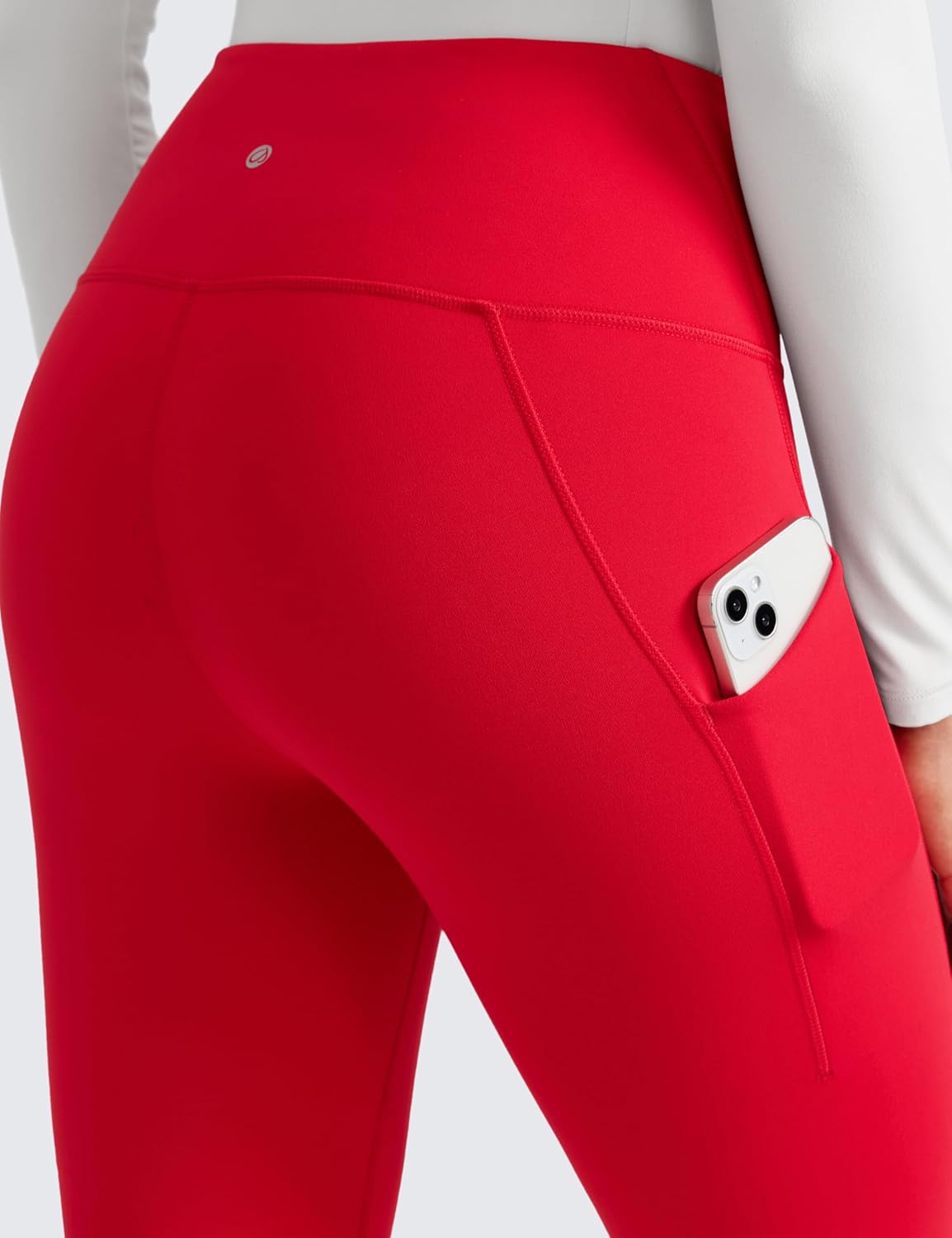 CRZ YOGA Water-Resistant Fleece Athletic Leggings Pockets 28" - Matte Thermal Hiking Casual Workout Womens Pants - Image 6