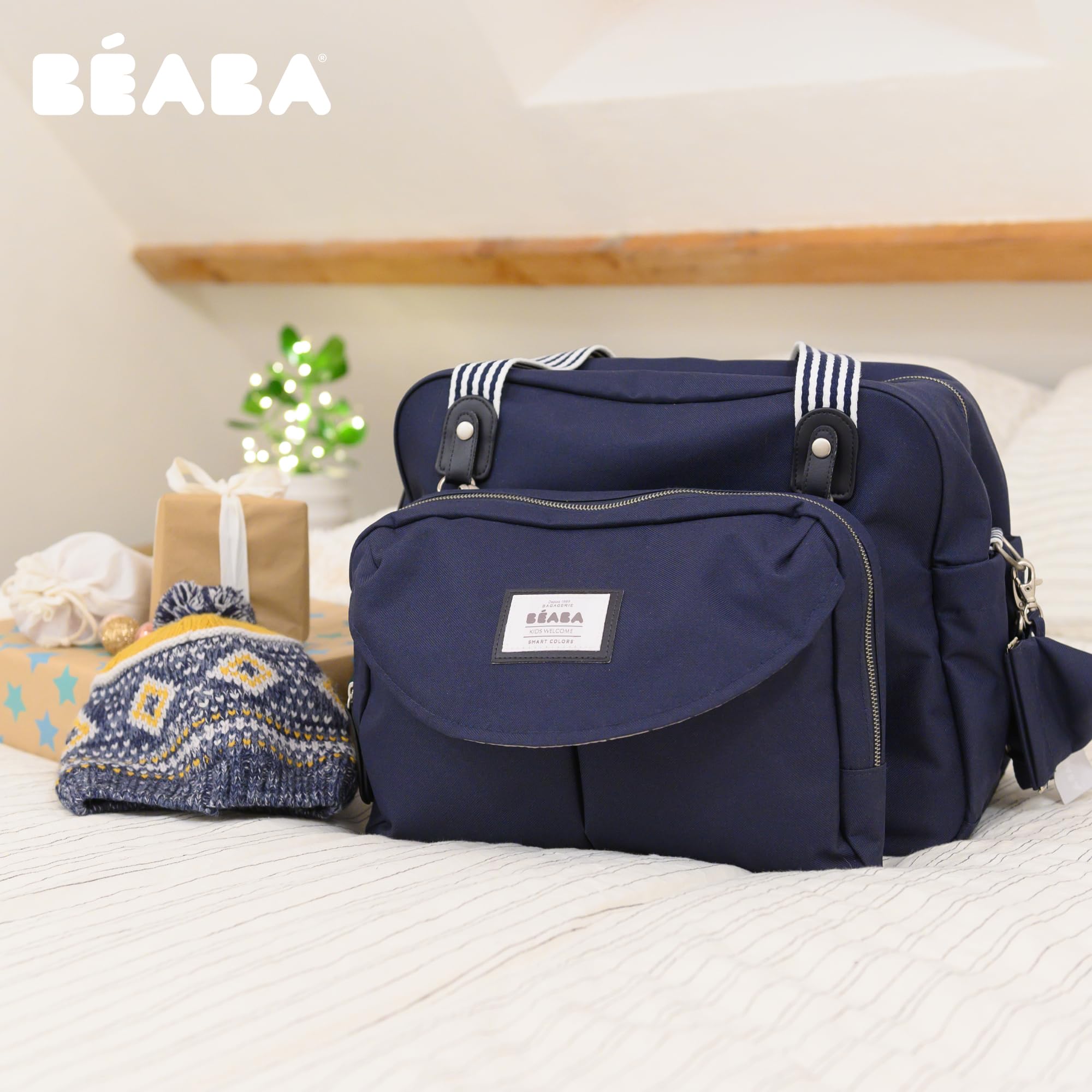 BÉABA Borsa Fasciatoio Genève II Borsone Pannolini Materassini Cambio Neonato Modulabile Taschino Isotermico Pasti Sistema Aggancio Passeggino Blu