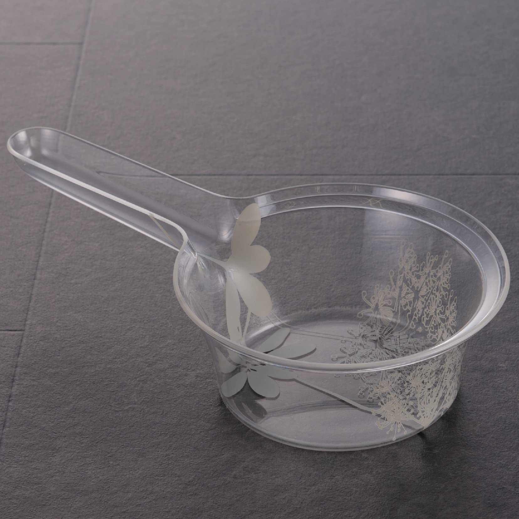 Senko 54951 Salina Handtub with Handle, Washbasin, Approx. 11.2 x 6.3 x 2.6 inches (28.4 x 15.9 x 6.5 cm), Clear, Modern Plants Pattern