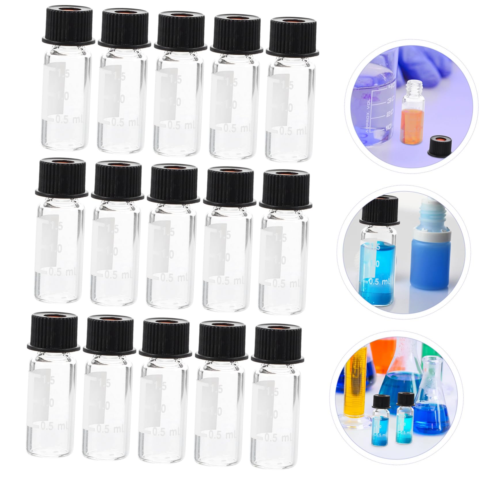 Ipetboom 100 Frascos de Vidrio para Muestreo Boca Roscada 2ml Tapa Segura Material Sintético para Laboratorios Cosméticos y Aceites Esenciales