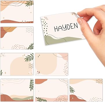 Hadley Designs Adhesive Name Tags Sticker -56 Nametags for Classroom Decor, Student Name Tag Stickers for Kids, Classroom Labels for Teachers Supplies, Nametags Sticker for Clothes, Boho Cubby Tags