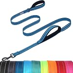 VIVAGLORY Poignée double poignée Poignées de chien avec poignée de circulation & 2 Loop pour marcher & Entraînement, contrôle de la circulation Reflective lourd service pour chiot Pet, 6ft x 1in, rose