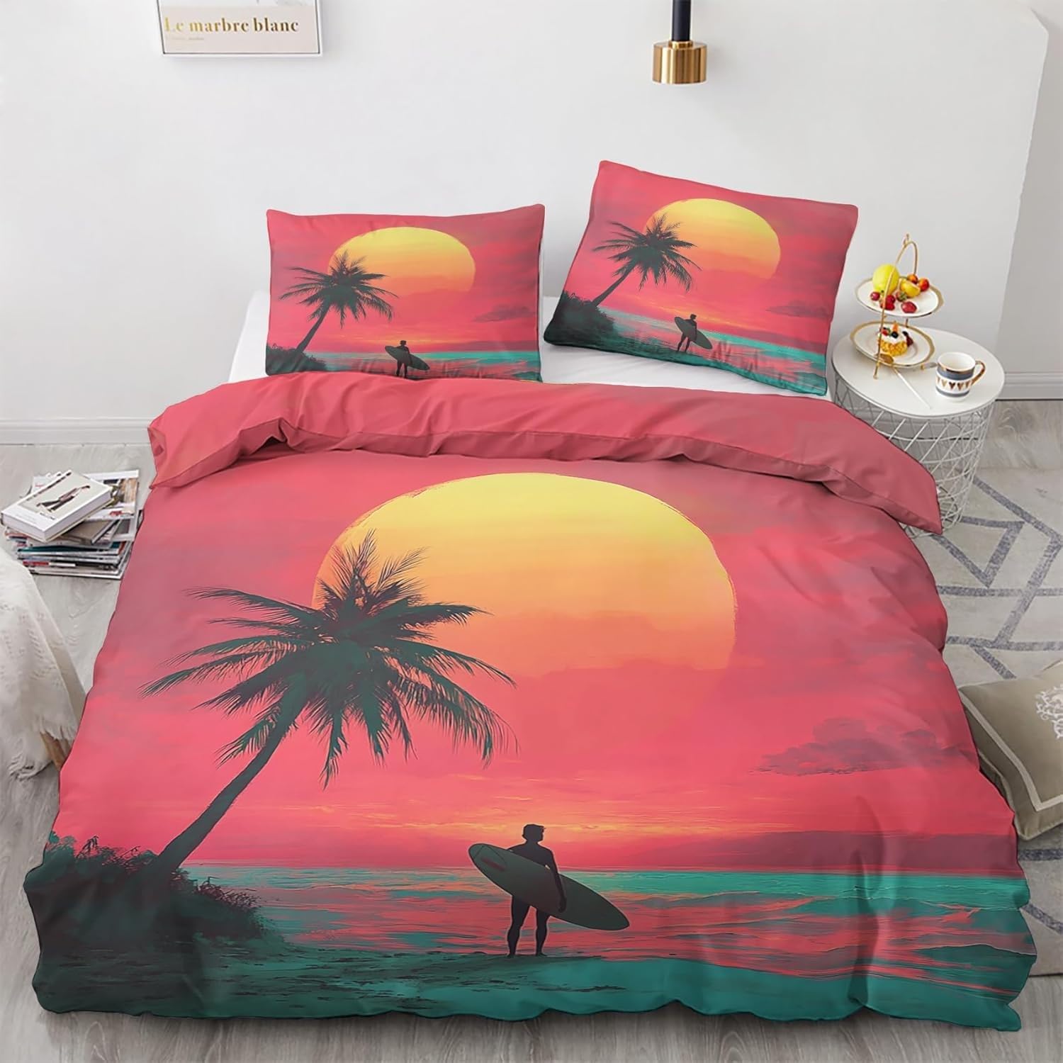 Housse de couette 200x200 anti-plis en microfibre pour lit 1 personne