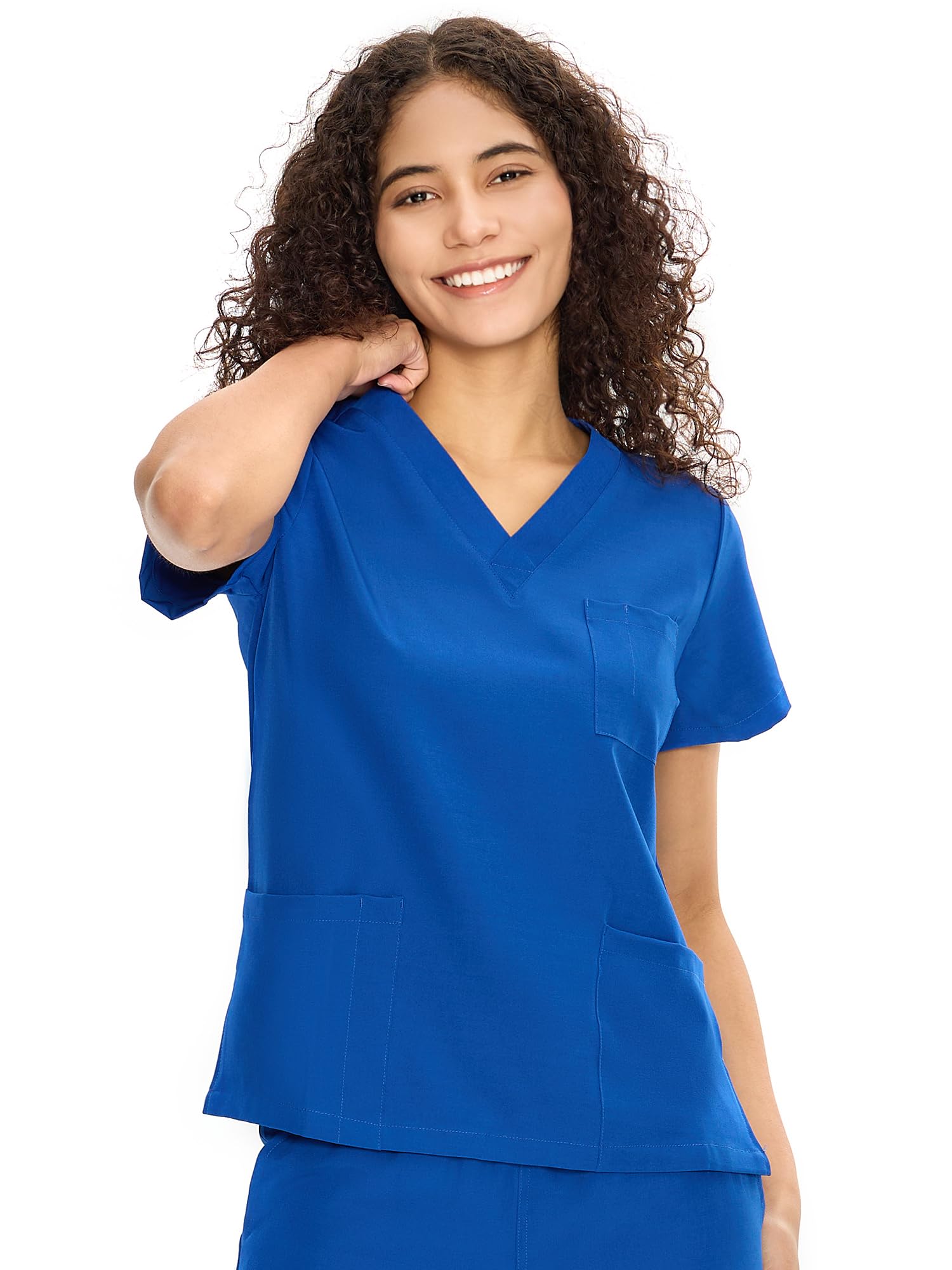 COZYFIT Scrub V-Neck Tops for Women, Soft Stretch Women's Tops Easy Care with 3 Pockets