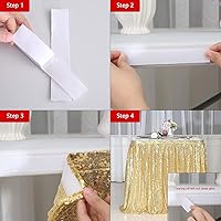 Vista 8 de PartyDelight Falda de mesa de lentejuelas doradas de 6 pies para mesa redonda, rectangular, cuadrada, para fiesta de cumpleaños, boda, Navidad