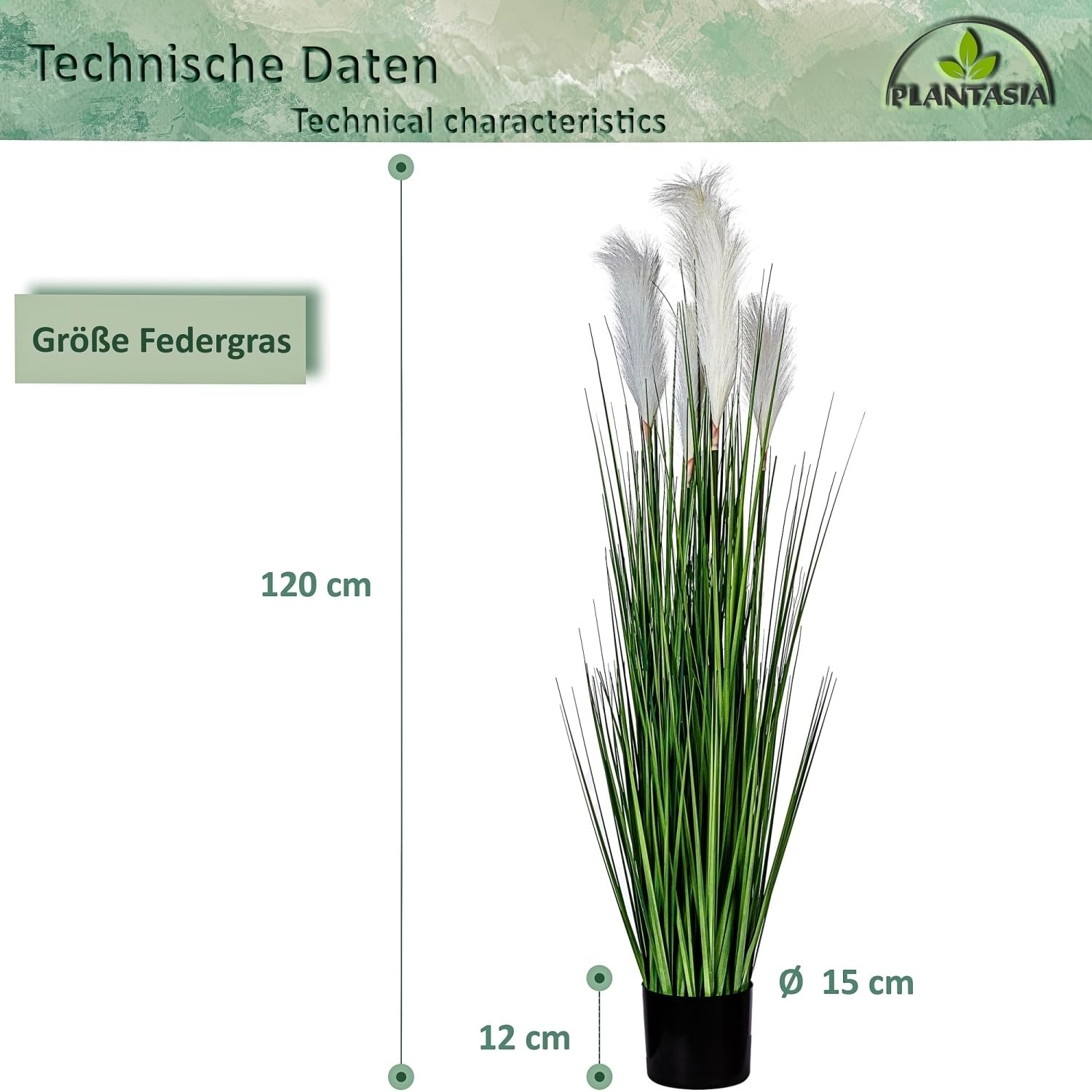 Amazon.de: PLANTASIA Kunstpflanze Pampasgras 120 cm
