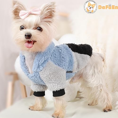 Miniatura 6 de Suéter con capucha para perro, suéteres mullidos para perros pequeños, hembras y niños, sudadera de forro polar cálido para invierno, sudadera para