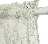 Vista 2 de Vangao Cortinas de cocina de granja con estampado floral, 24 pulgadas de largo, cortinas cortas de lino con bolsillo para barra, 2 paneles, verde