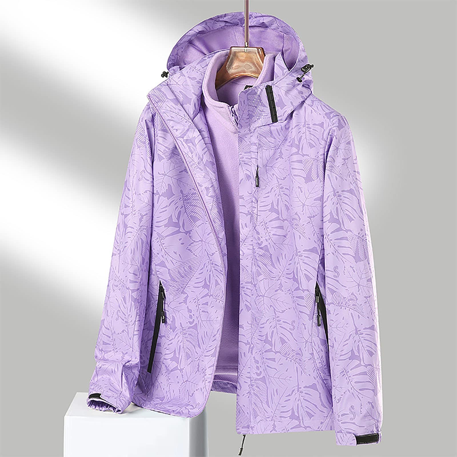 Chaqueta softshell para hombre y mujer, impermeable y resistente al viento, chaqueta doble 2 en 1, chaqueta de entretiempo para otoño e invierno, chaqueta impermeable con capucha, impermeable y
