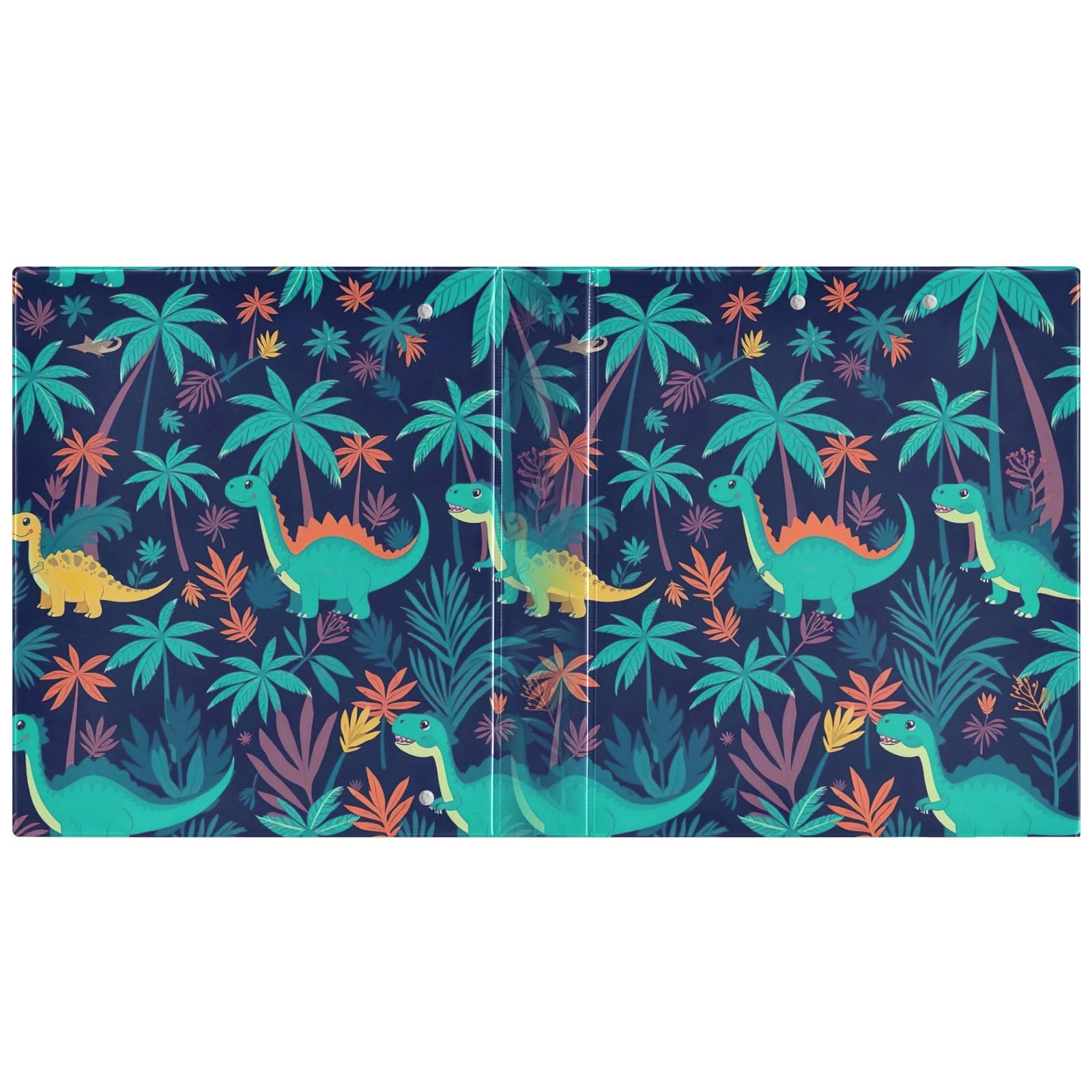 Simpatici dinosauri blu a 3 anelli da 3,8 cm, organizer di base con clip antiscivolo, raccoglitore a tre anelli decorativo per materiale scolastico, confezione da 2