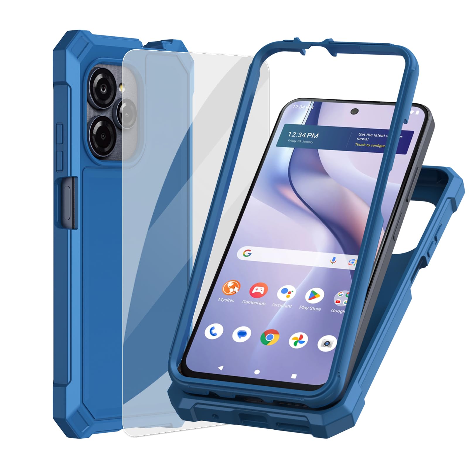 Ailiber for BLU View Speed Ultra B1660V 5G Cell Phone Cover, Speed Ultra Case with Screen Protector, Dual Layer Protective, Shockproof Corner TPU