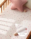 Unnivoll Baby Crib Sheets for Boys Girls, Fitted Crib Sheet Neutral 3 Pack for Standard Crib and Toddler Mattress, Breathable Soft Microfiber Baby Sheet 28x52x8in Pink White Moon