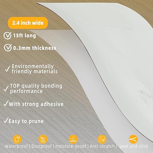 Miniatura 395 de GSCIT Club Bandas de borde de roble, rollo de 1 pulgada x 10 pies de bandas de borde de chapa - Cinta de madera real flexible previamente pegada