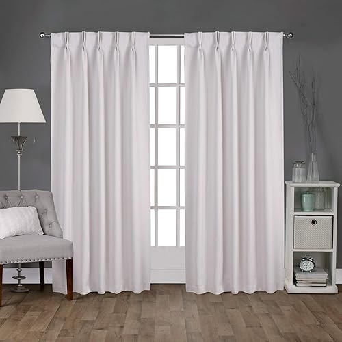 Cortinas opacas plisadas para ventana de doble cuento, extra anchas y extra largas para Bunglow (blanco grisáceo, 149.6 x 28.0in)