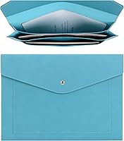 Vista 8 de Wason Archivador expandible A4 de PU cuero sobrecarta con bolsillos grandes para papel, facturas, artículos de papelería, tableta y PC, para Azul