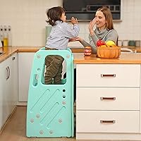 Vista 4 de SDADI PLT01GN Taburete de plástico para niños con 3 alturas ajustables, capacidad de 150 libras, almacenamiento integrado y pies de goma