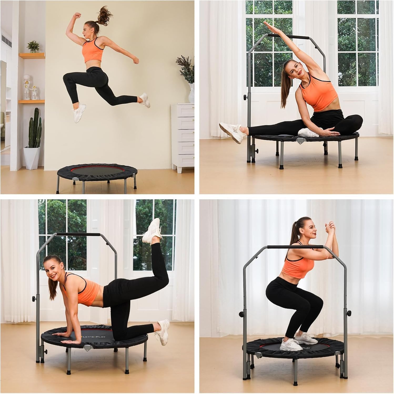 LET'S PLAY® Imported Trampoline Jumping Trainer for Kids and Adult, 40 Inch Rebounder Trampoline Metal Springs, Handle and Padding for Indoor and Outdoor - Image 5 thumbnail