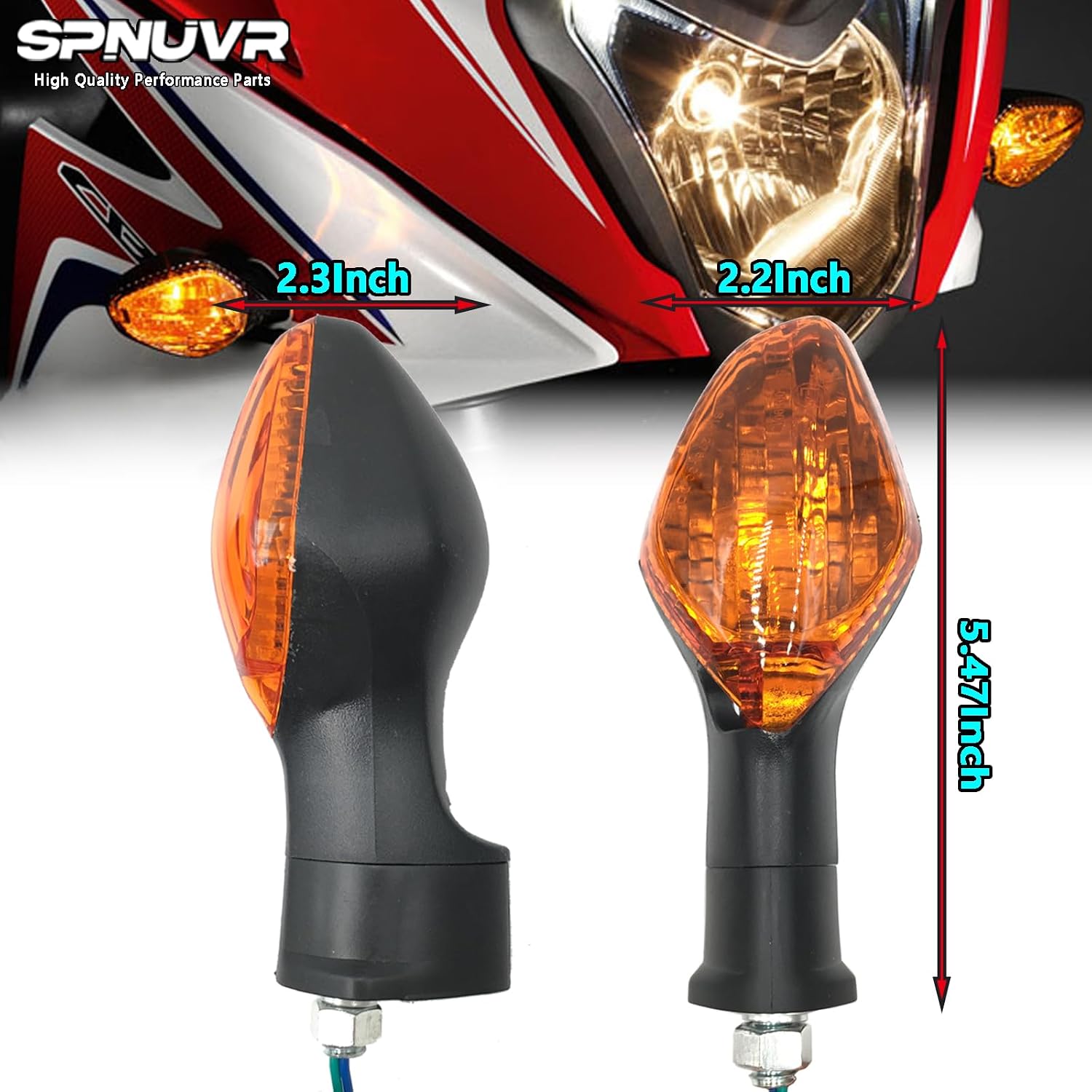2Pcs Motorcycle Turn Signals Indicator Light Compatible with Honda NC700 NC750 CTX700 CBR500 CBR650 MSX125 CMX300 CB400F 650F CBR650F CRF250L Motorcycle Winker Indicator (Amber)