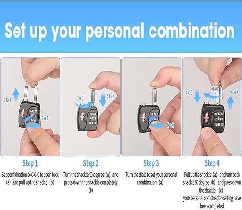 Miniatura 6 de 5 juegos de candado de equipaje aprobado por la TSA  Esencial de viaje seguro con etiqueta de equipaje gratis! Cerradura de combinación para