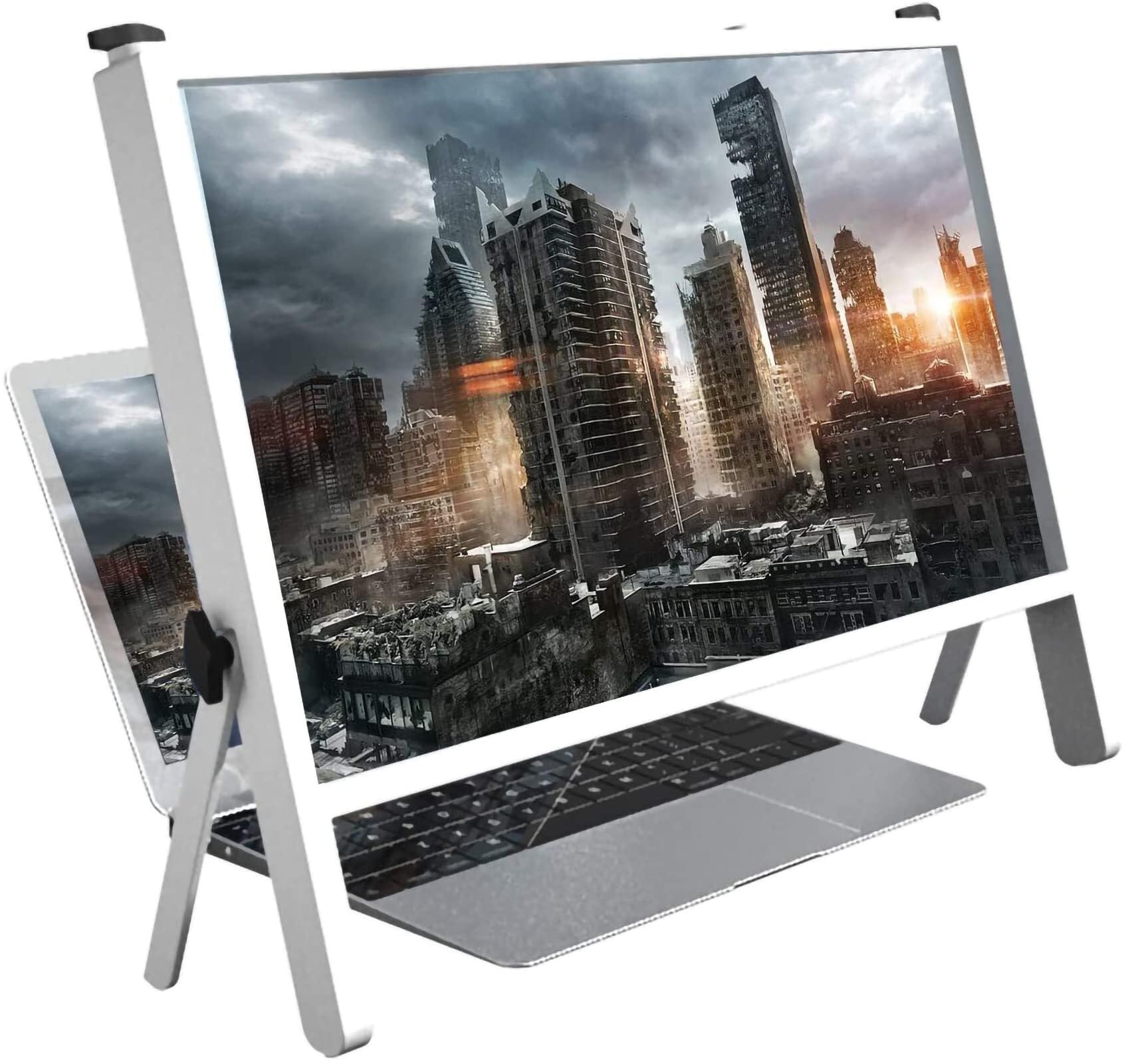 Laptop-Bildschirmlupe, faltbarer Ständer, Laptop-Bildschirmlupe für Sehbehinderte, geeignet für Handys und Laptops, Weiß