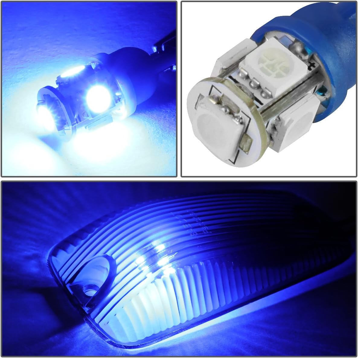 Auto Dynasty Compatible with GMC C/K Series 1500-3500 5 X LED Cab Roof Top Light Lens - Bulbs (Smoked Housing Blue LED)