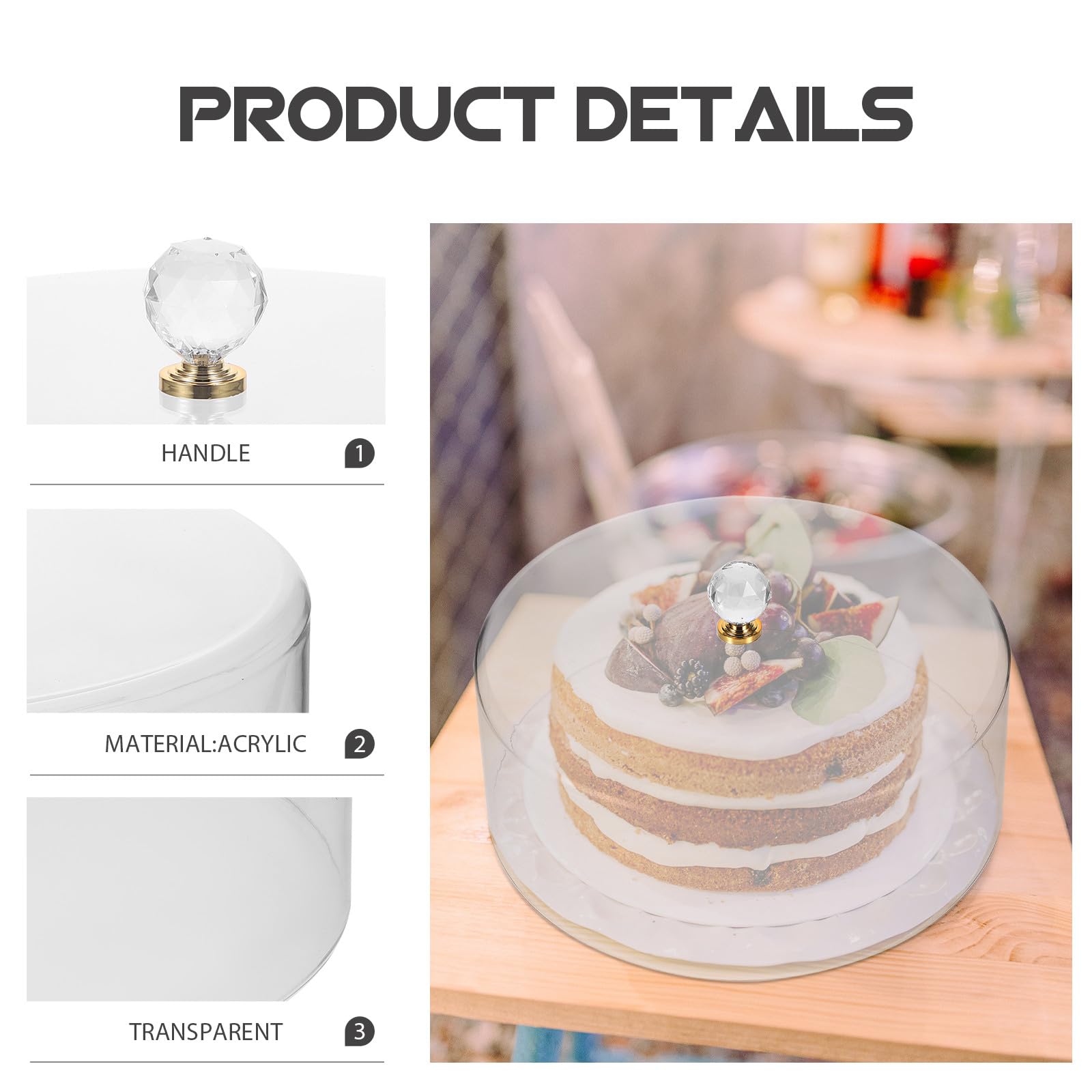 GALPADA Dôme Protecteur et Facile à Soulever à Gâteau en Acrylique Transparent pour Muffins et Cookies, pour Boutique de Gâteaux et Shower