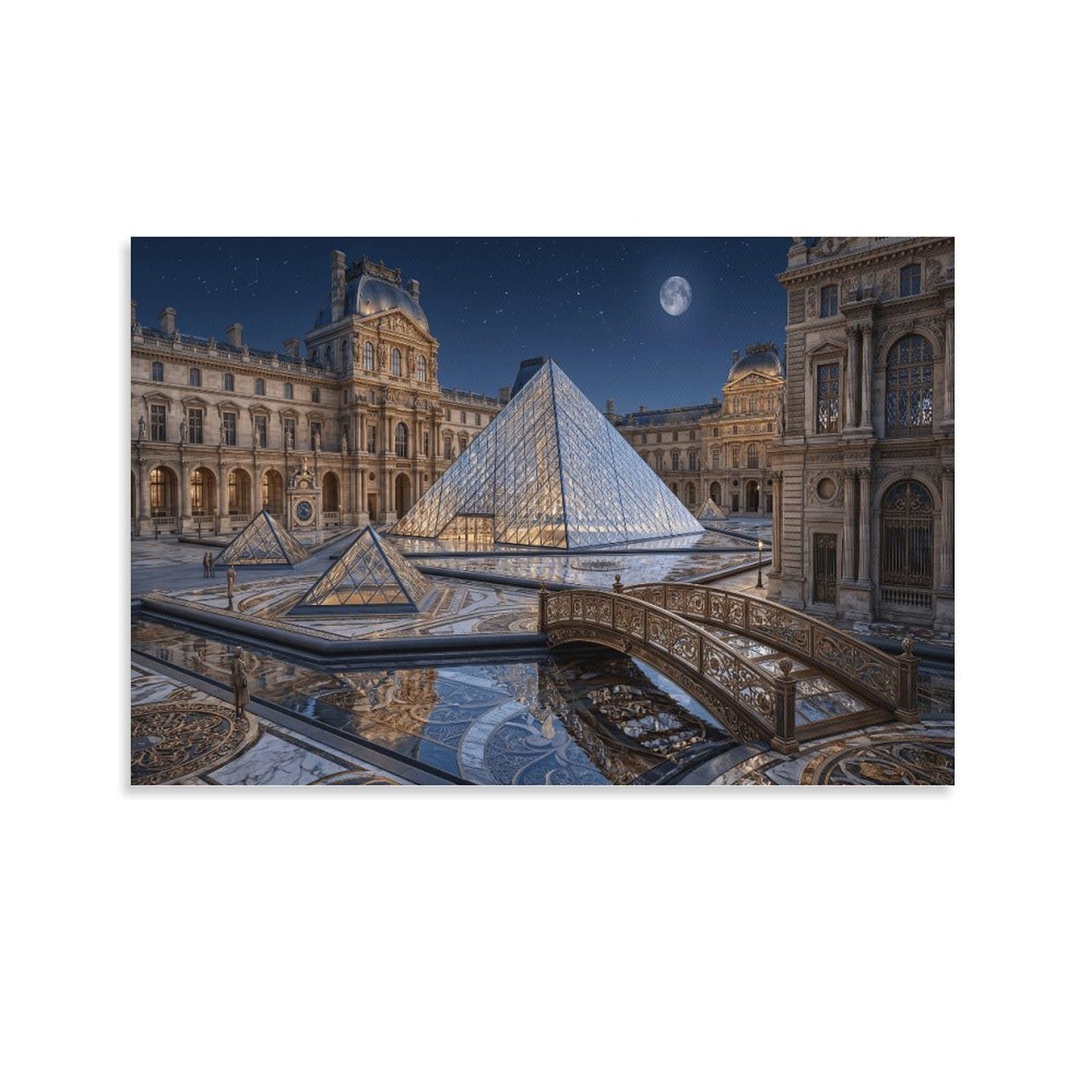 XPASHIQWC Louvre Glass Pyramid Paris Poster Artwork Giclee Canvas Prints Modern Wall Art Picture Wall Hanging for Living Room Bedroom Home Decorations 24x36inch(60x90cm)