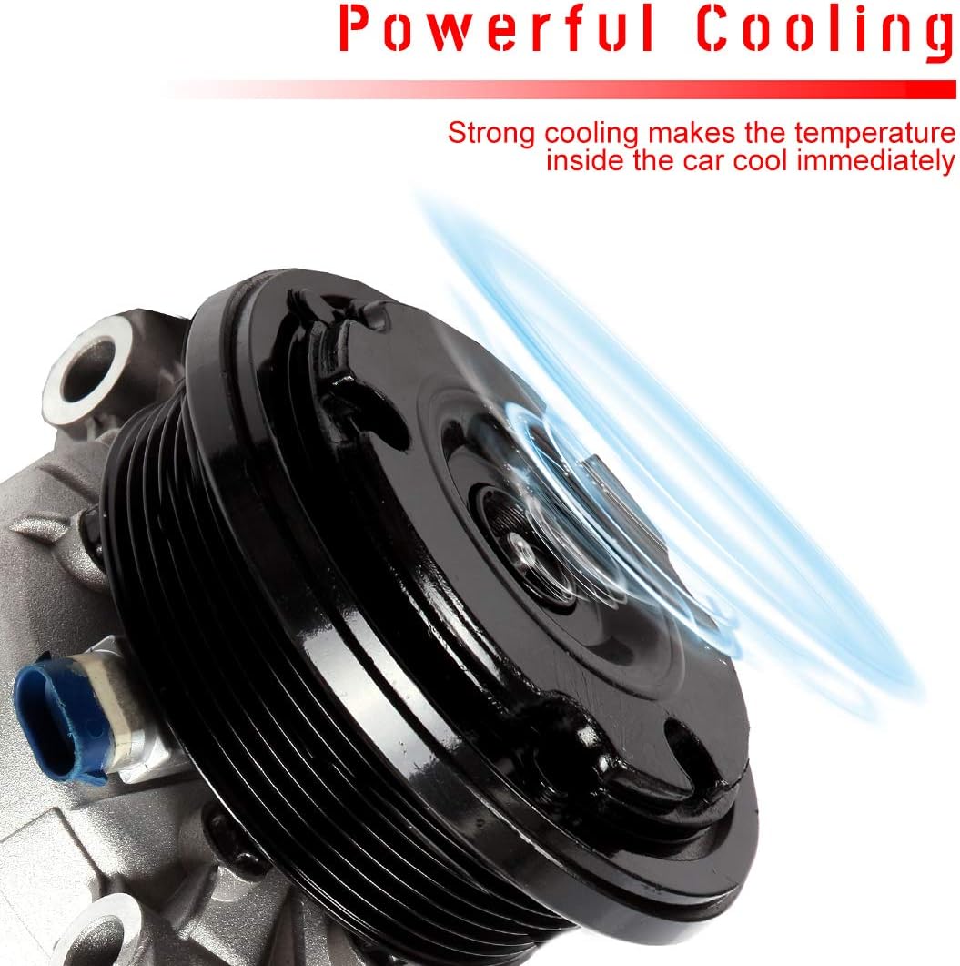 cciyu Air Conditioning Compressor for Ch-evrolet Silverado Blazer Silverado Compatible for GMC Yukon 5.7L 6.5L 7.4L 1995-2002 Replaces AC Compressor for Car 6 Grooves HT6