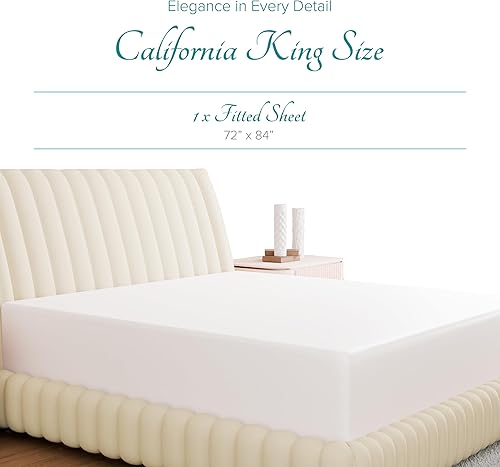 Miniatura 3 de Carressa Linen Sábana bajera ajustable de algodón egipcio de 800 hilos, tamaño California King, color blanco, con elástico de primera calidad,