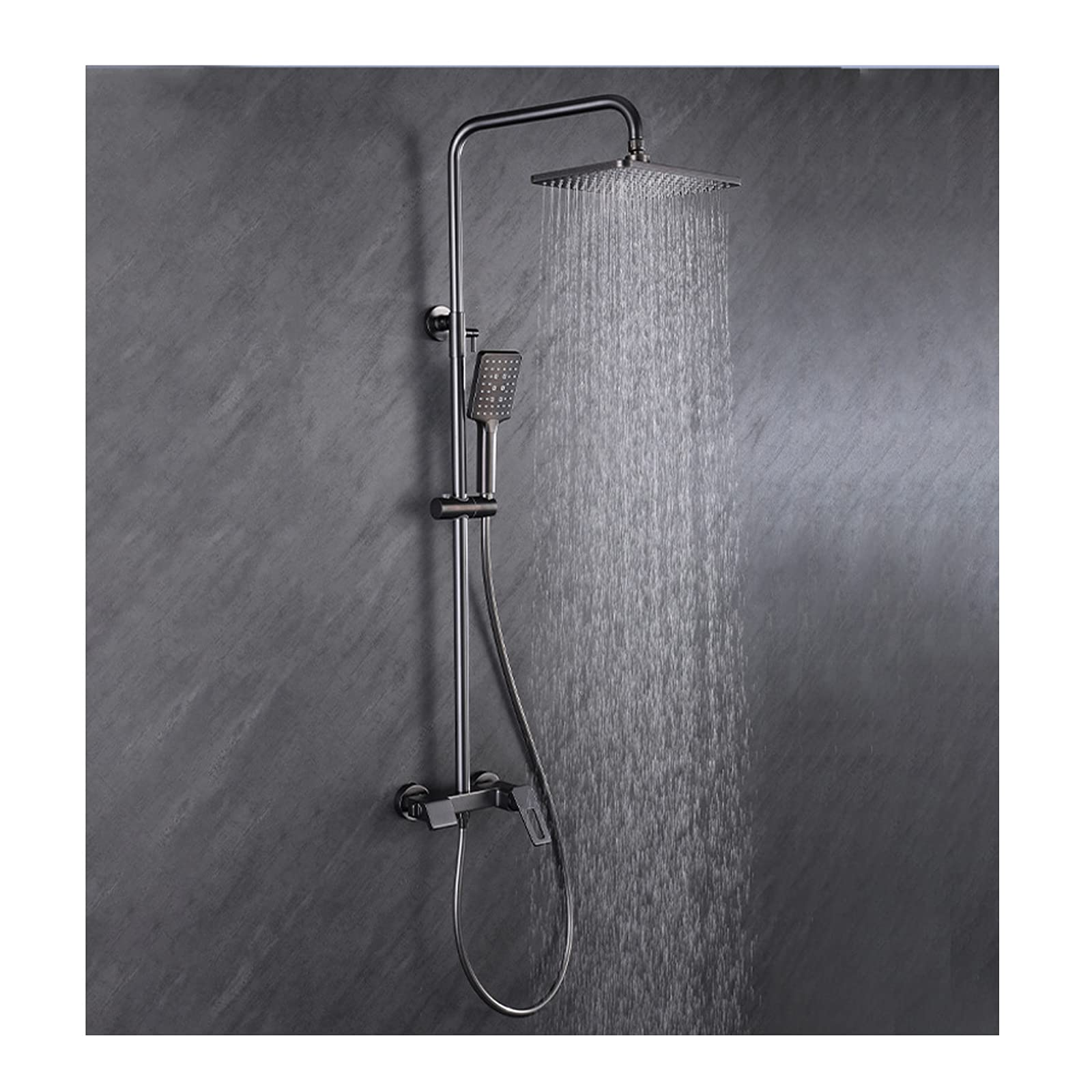 Sistema doccia a pioggia multifunzione con beccuccio per vasca a cascata e soffione doccia portatile, set completo di rubinetti da bagno per rinnovare finitura grigio pistola