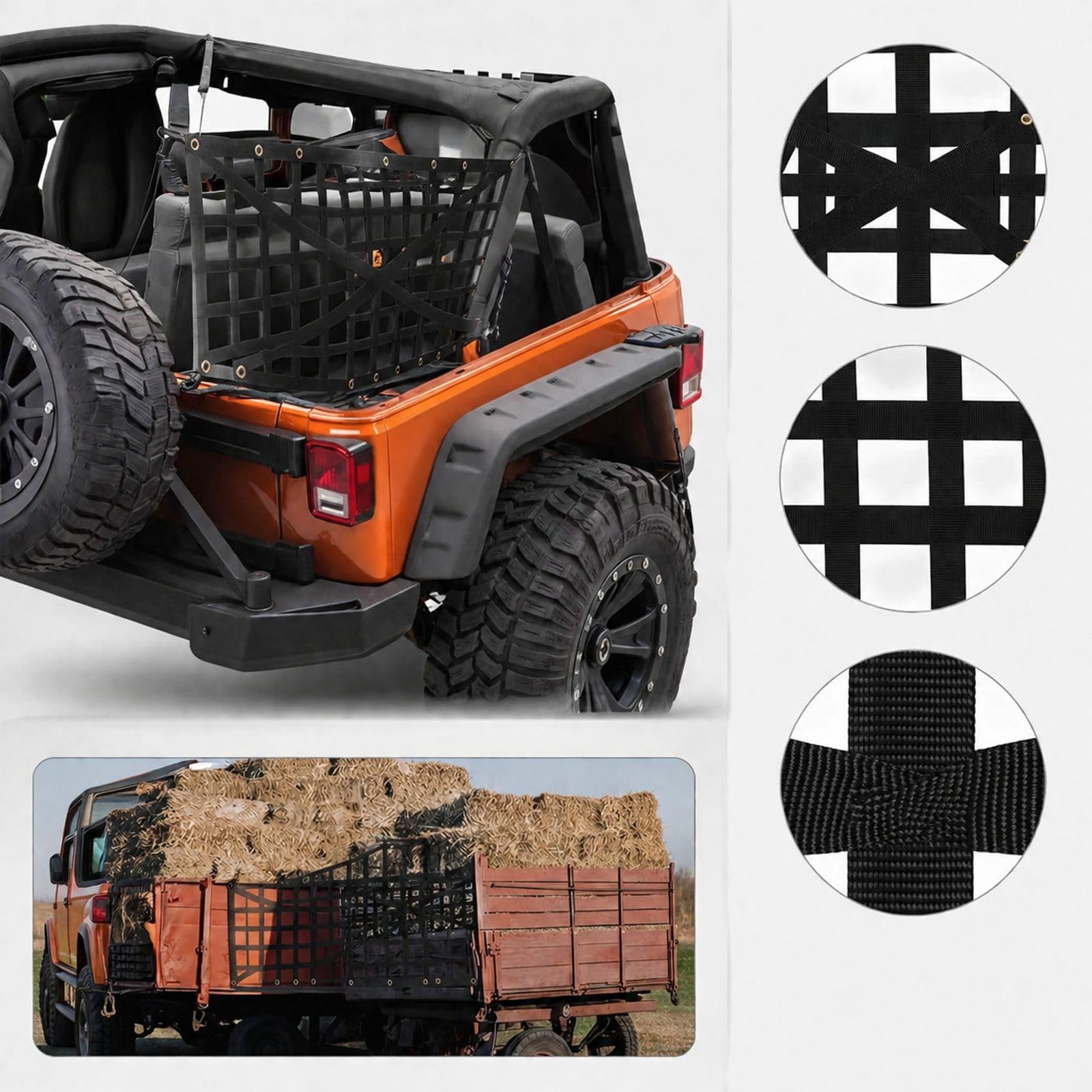 Heckklappennetz für Pick-up mit verstellbarem Kreuzdesign für Ladefläche und Gepäckbereich