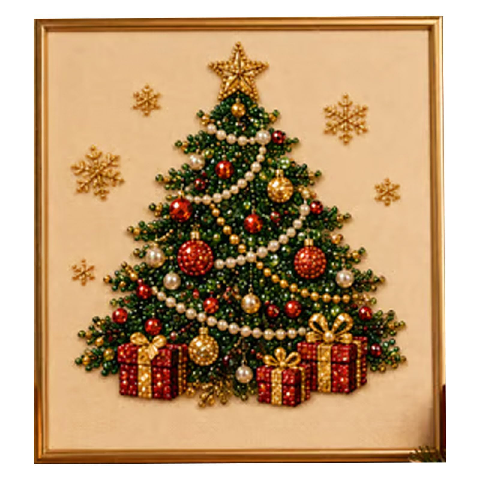 DIY Christmas Pearl Diamond Painting Art Kit with Frame,Christmas Pearl Beads Art Craft for Adults Beginner,Gemstone Diamond Dots Beads for Home Wall Decor,DIY Craft Set for Home Wall Decoration,#4 — image 1