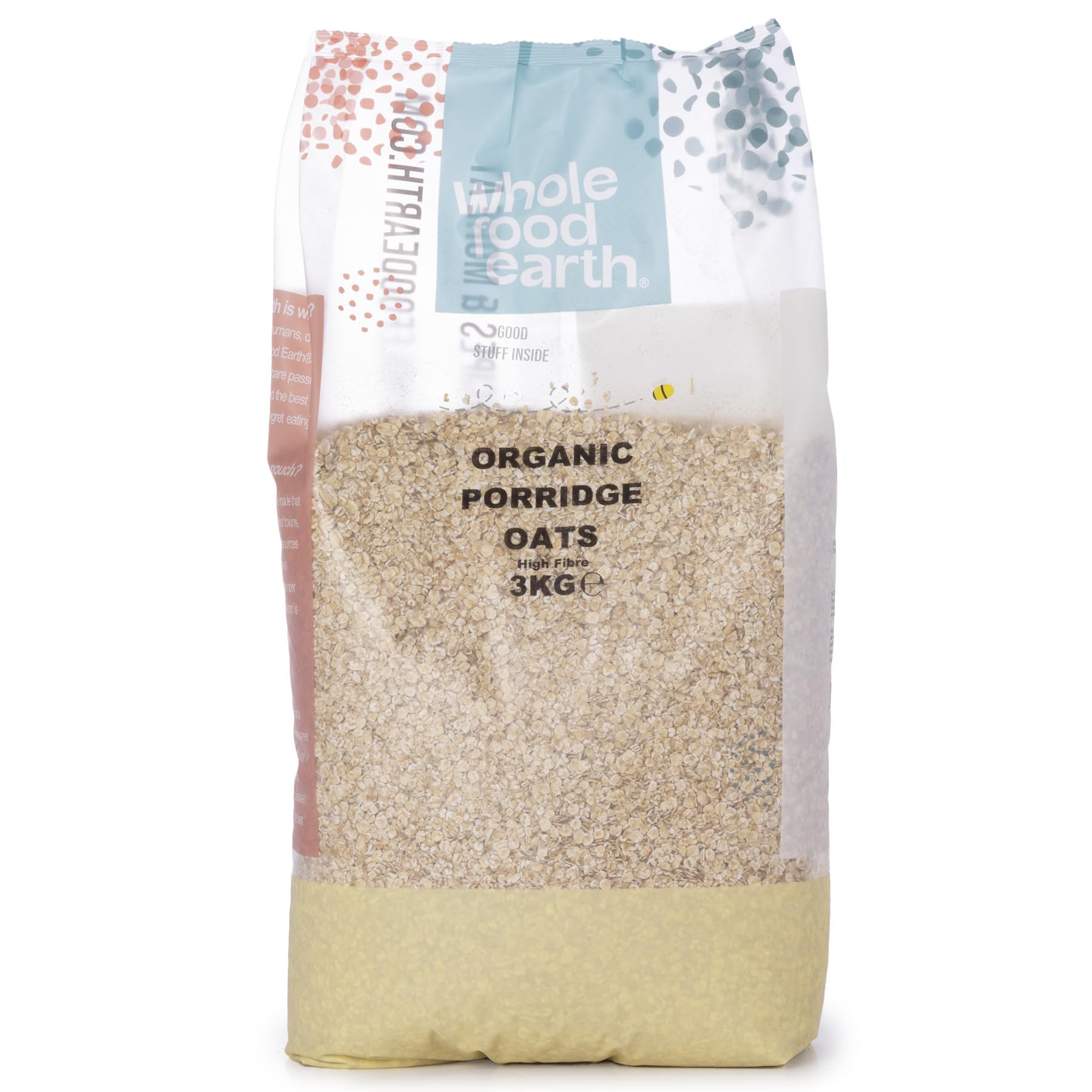 Wholefood Earth® Organic Porridge Oats 3kg | Rolled Oats | High Fibre | Low GI | Vegan | EU Organic